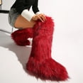 thumbnail image 3 of Women's Winter Solid Color Fluffy Faux Fur Knee High Snow Boots Girls's Outdoor Plush Warm Furry Long Boots Big Size, 3 of 5