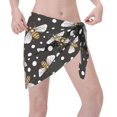 thumbnail image 3 of JUNZAN Women Chiffon Short Sarongs Cover Ups Beach Swimsuit Wrap Skirt,Honey Bees at Night, 3 of 7