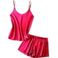 thumbnail image 3 of Women's Pajamas Set Sexy Satin Silk Camisole Sleepwear Lingerie Cami Shorts Set Nightwear Gift, 3 of 6