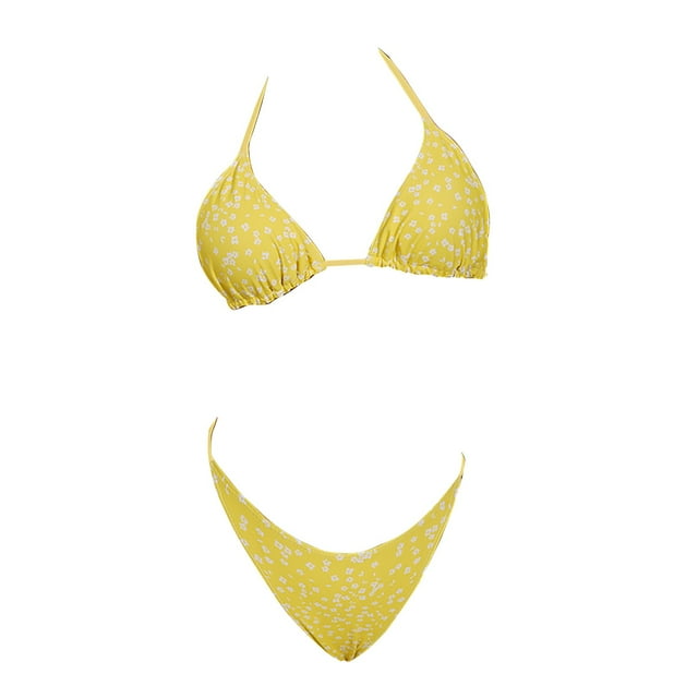 WTXUE Ensemble de Maillot de Bain Bikini Taille Haute Maillot de Bain Deux Pièces Imprimé Triangle Col Bikini Maillot de Bain Mince Ensembles (Femmes) Taille g