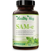 Healthy Way Pure SAM-e 500mg 90 Capsules (S-Adenosyl Methionine) Supports Health & Brain Function Non-GMO USA Made