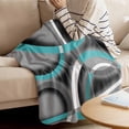 thumbnail image 4 of Throw Blanket for Couch Turquoise Grey Soft Fleece Flannel Blankets Cozy Lightweight Blanket for Home Sofa Living Room Modern Geometric Circle Bed Throws 50" x 60", 4 of 9