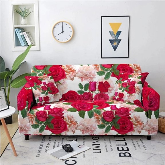 European Style Pastoral Rose Printed Sofa Cover Fully Packaged Elastic Dustproof Wrinkle Resistant Multi-person Sofa Universal