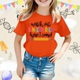 thumbnail image 2 of WEIGFI Toddler Kid Girls Back To School Tee Shirts Kindergarten First Day Of School Clothes Letter Graphic Short Sleeve Crew Neck Casual Daily Wear Summer Cozy Party Tops,Orange,8-9 Years, 2 of 4