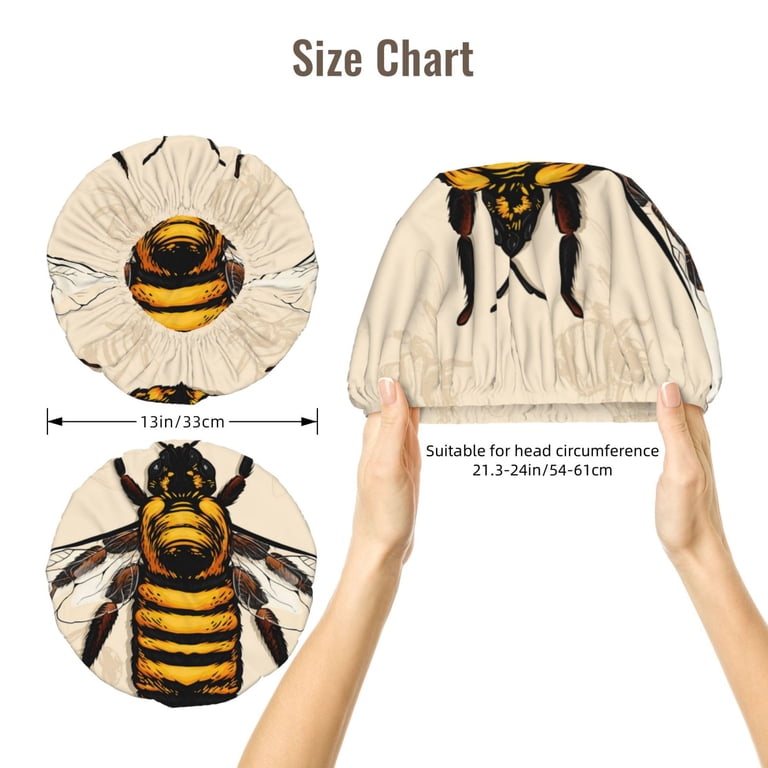 Kdxio Honey Bee Pattern Satin Bonnet Silk Bonnet Hair Bonnet  display picture 1