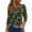 A013-Green, variant on Halloween Henley Tops for Women 3/4 Sleeve Pumpkin Ghost V Neck T Shirts Funny Graphic Tshirts Halloween Costumes