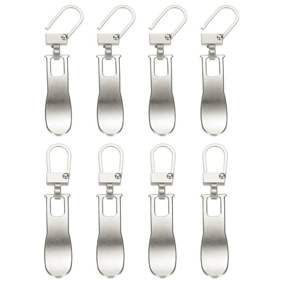 8Pack Zipper Pull Replacement, Wave Detachable Tiny Zipper Slider, Silver