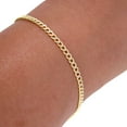 thumbnail image 6 of Nuragold 10k Real Yellow Gold Cuban Curb Link 2.5mm Diamond Cut Pave Chain Bracelet or Anklet (7"-9") Two Tone Italian Jewelry for Men & Women, 6 of 9