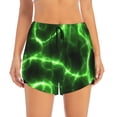 thumbnail image 2 of Picia Green Lightning Pattern Women's 2 in 1 Athletic Running Shorts High Waisted Workout Casual Gym Sweat Shorts with Comfy Liner Zipper Pockets-XX-Large, 2 of 9