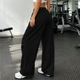 thumbnail image 4 of LEAVINGSUO Womens Wide Leg Sweatpants Fashion Solid Color Loose Elastic Waist Drawstring Strap Cargo Long Pants Black S, 4 of 6