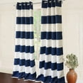 thumbnail image 3 of DriftAway Mia Stripe Room Darkening Grommet Unlined Window Curtains, Set Of Two Panels, Each 52" x 96" (Navy), 3 of 7