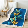 thumbnail image 2 of Navy Blue Throw Blanket for Couch Teal Gold Butterfly Fleece Blanket for Women , Chic Animal Sherpa Blanket Gradient Wildlife Blanket, Golden Splatters Polka Dots Bed Blanket Microfiber, 2 of 5