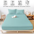 thumbnail image 5 of Twin Sze Fitted Sheet Set - Pure Mint Green 2 Piece Bedding Sets 16" Deep Pocket Fitted Sheet with 1 Pillowcase, Modern Solid Color Minimalist Art Brushed Microfiber Hotel Luxury Bed Sheets, 5 of 9