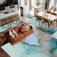 thumbnail image 5 of Teal Marble Area Rugs 4x6 for Living Room, Abstract Art Modern Geometric Golden Non Slip Washable Rug Runner, Low Pile Indoor Floor Carpet Mat Bathroom Rugs for Bedroom, Kids Room, 5 of 9