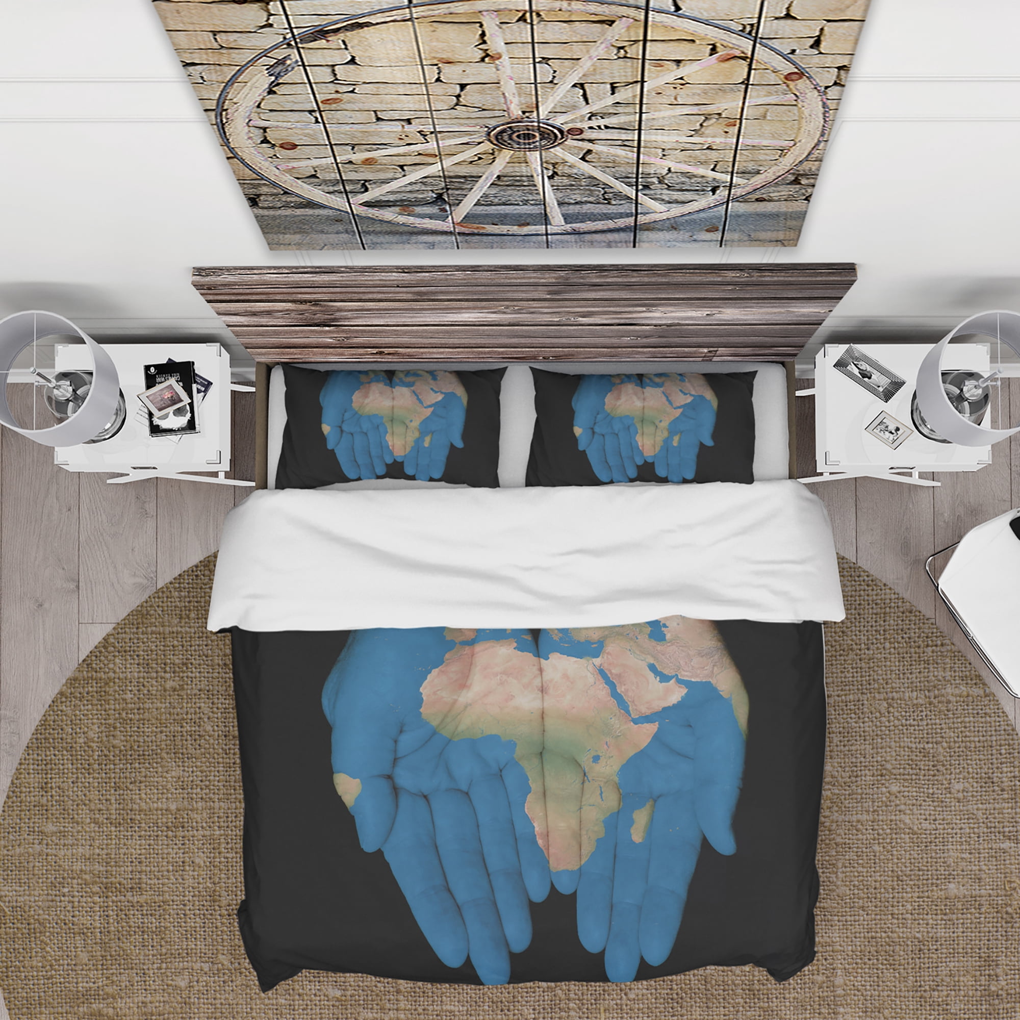 Designart 'African Map in Our Hands' Abstract Duvet Cover Set