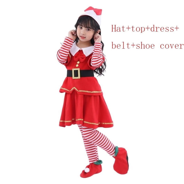 Nuevo disfraz de Navidad para niños, disfraz de Papá Noel, ropa para niños con sombrero, tutú de Cosplay para niña, vestidos rojos, regalo de fiesta de Carnaval