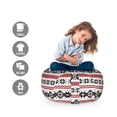 thumbnail image 2 of Nordic Storage Toy Bag Chair, Scandinavian Style Norwegian Ornamental Winter Motif Silhouettes Traditional, Stuffed Animal Organizer Washable Bag, Large Size, Ruby Black White, by Ambesonne, 2 of 3
