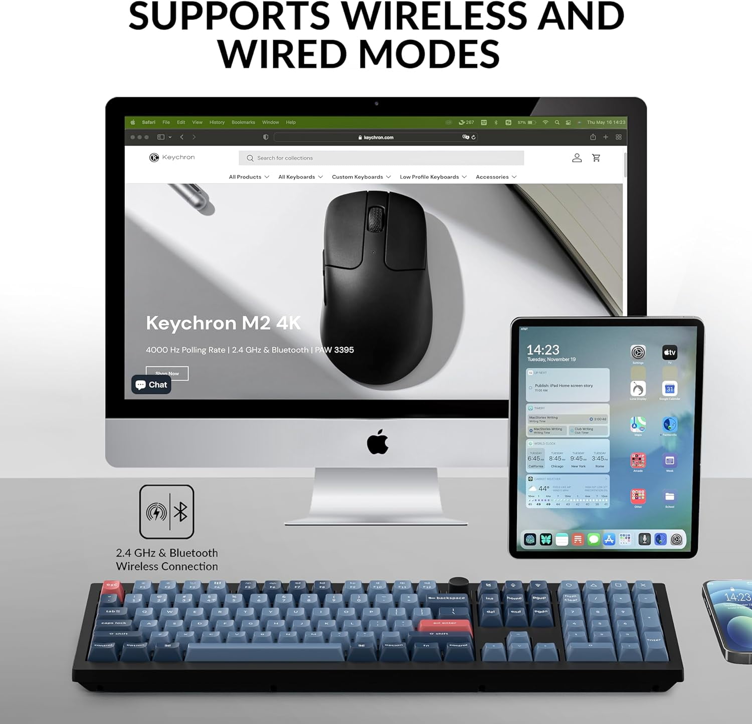 Keychron V6 Max Wireless Custom Mechanical Keyboard, 2.4 GHz Bluetooth QMK Full Size RGB with Hot-Swappable Gateron Banana Switch for Mac Windows Linux
