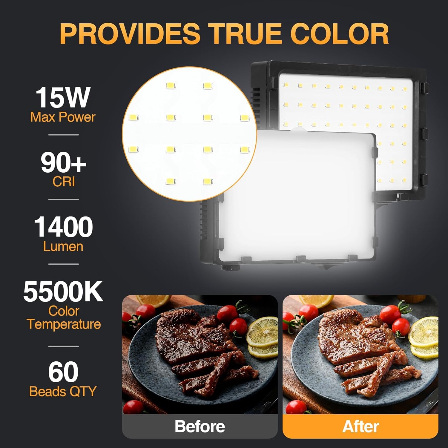 EMART LED Continuous Portable Photography Lighting Kit for Table Top with Adjustable Tripod Stand & Color Filters - 2 Packs