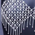thumbnail image 4 of 1 Uds. (plateado) collar de diamantes de imitación Vintage, collar de soporte, cadena de sujetador bohemio, borlas sexys, cadena para el cuerpo de diamantes, cadena para el pecho, tela Rojo Verde, 4 of 5