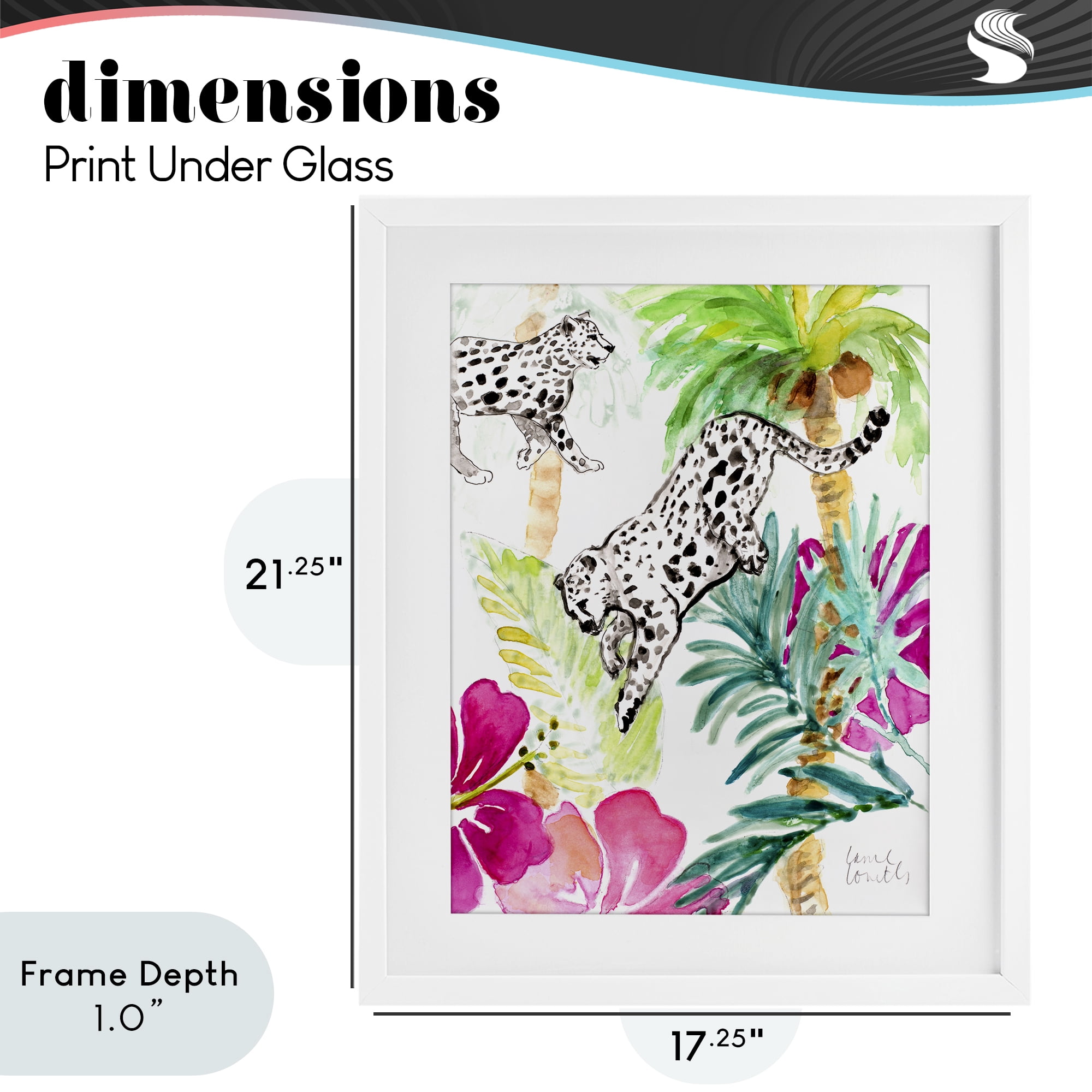 Stupell Industries Tropical Island Cheetahs White Framed Print Under Glass, design by Lanie Loreth