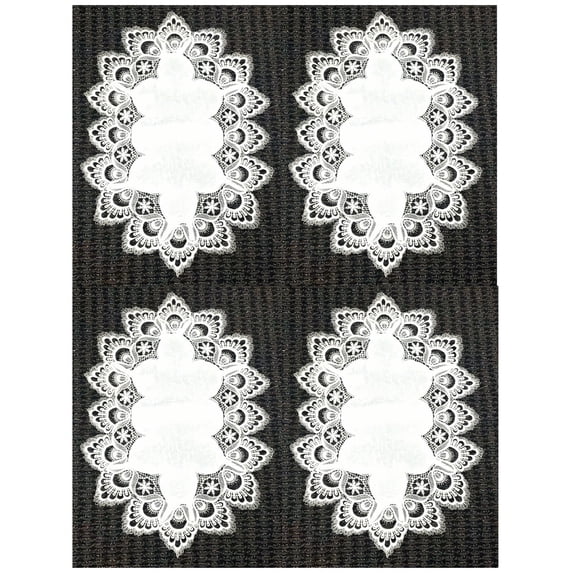 White Lace Embroidered Kitchen Table Placemats Set of 4 12 x 18 Inch New