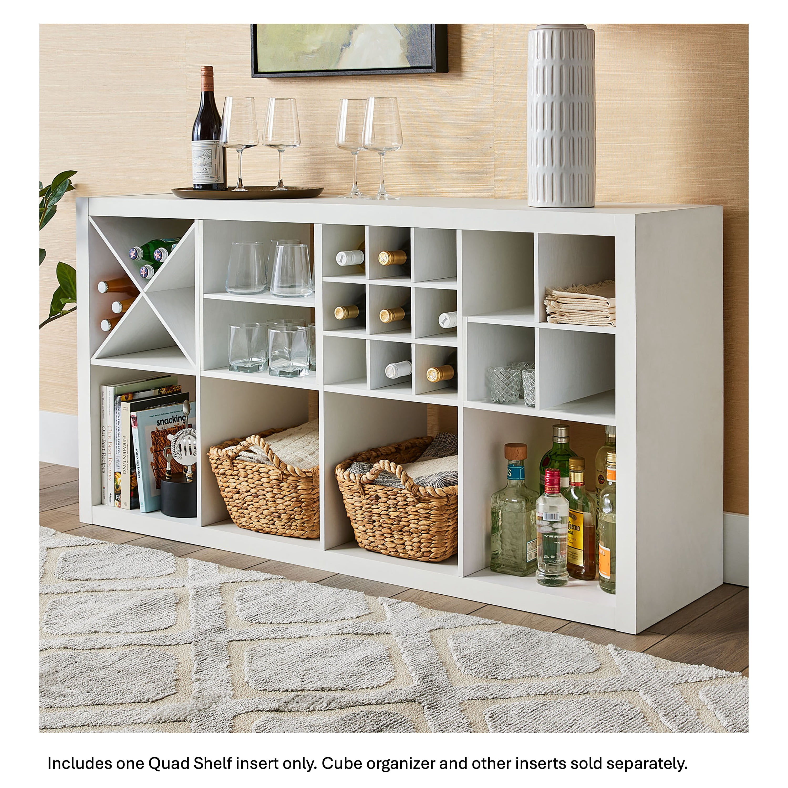 Better Homes & Gardens Quad Shelf Insert for Cube Organizers, White Texture