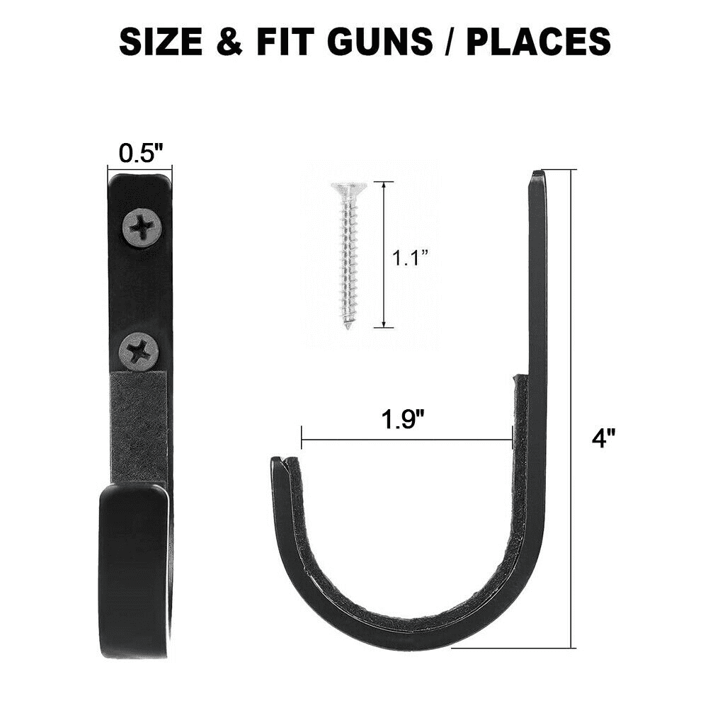 Gun Rack Shotgun Hooks Rifle Hangers Archery Bow Felt Lined Wall Mount Storage
