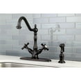 thumbnail image 6 of Kingston Brass KS1238BEXBS Mono Deck Mount Kitchen Faucet with Lever Handle & Brass Sprayer, Satin Nickel, 6 of 6