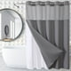 thumbnail image 5 of Cortina de ducha Full Star Plain con doble anilla grande | Tejido de poliéster resistente y reversible | 183 x 183 cm con dobladillo con peso magnético y paneles de malla blanca, 5 of 5
