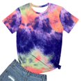 thumbnail image 5 of CHOK Hauts d'Été pour Femmes, T-Shirt Imprimé Teinture sur Nœuds à Col Rond et Manches Courtes, Tunique Décontractée pour Vacances, 5 of 5