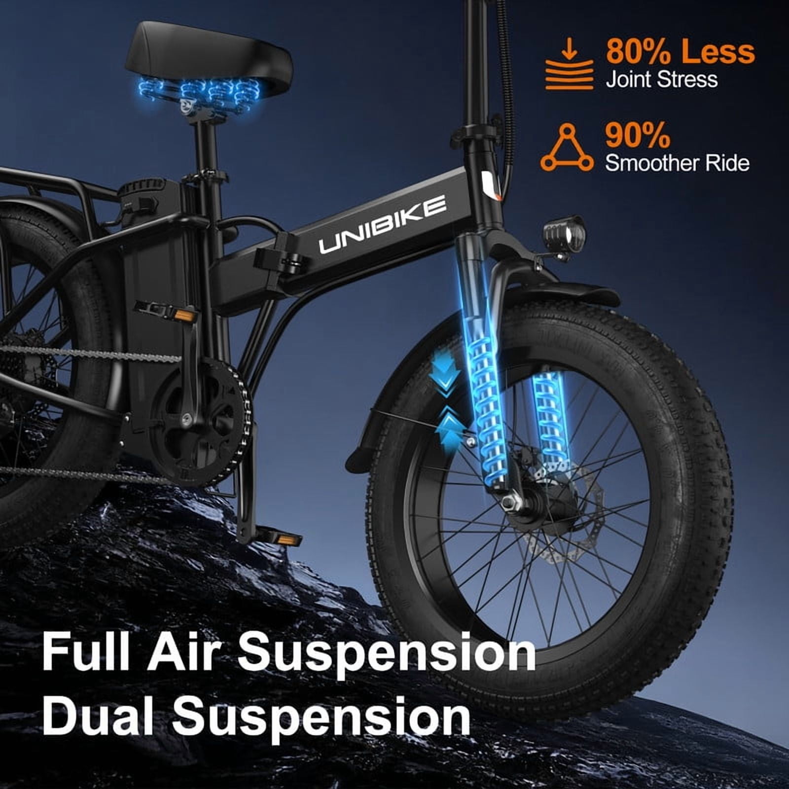 748W(Peak)Winter Electric Bike,48V 15AH Large Removable Battery E Bike,25 MPH,45 Miles Max Range,20" Fat Tire Electric Bike for Adults,Electric Bicycles for Beach Snow