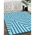 thumbnail image 3 of Ahgly Company Machine Washable Indoor Round Transitional DodgerBlue Area Rugs, 5' Round, 3 of 7