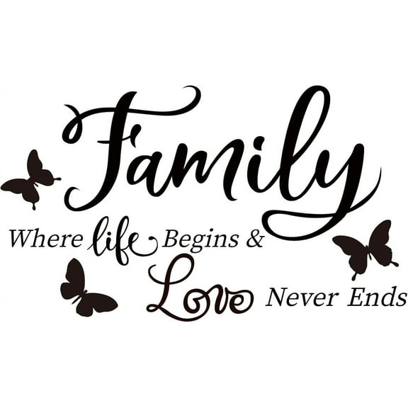 Family Quotes Wall Sticker "Family Where Life Begins and Love Never Ends" Art Lettering Vinyl Wall Art Decal Love Saying Sticker for Living Room Dining Room Bedroom Decor 15"x38" colorful