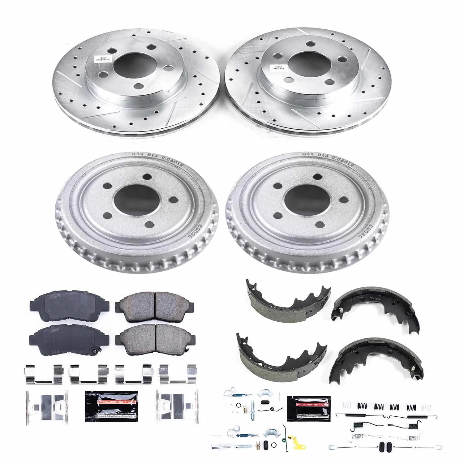 PowerStop Front and Rear Z23 Evolution Sport Brake Pad Rotor Drum and Shoe Kit Fits: FORD MAZDA Select Models K15149DK