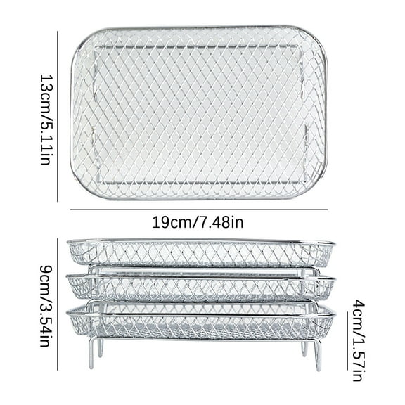 Rkxzt Basket Stainless Steel Fryer Basket Replacement for Toaster Oven Accessories 3-Piece Set with Clip Kitchen Supplies|Metal,White