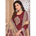 thumbnail image 2 of Graceful Pakistani Maroon Silk Anarkali Suit with Hand Embroidery – XL Size | Party & Wedding Wear, 2 of 4