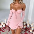 thumbnail image 1 of Vestido De Tirantes Vestido de tirantes con cordones de verano Mini vestido de moda sin espalda para club nocturno (Rosa S) Cgtredaw Para estrenar, 1 of 1