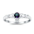 thumbnail image 3 of Claddagh Heart Promise Ring Rainbow CZ 925 Sterling Silver Size 7, 3 of 7