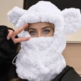 thumbnail image 6 of 3 In 1 Beanie Hat With Scarf And Mask Cold Weather Fitness Beanies Women EarMuffs Face Masks Fun With Ear Womens Scarf White, 6 of 6