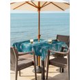 thumbnail image 3 of Outdoor Tablecloth with Umbrella Hole for Patio/Picnic/Party/Camping, Vintage Bohemia Waterproof Table Cloth Square Cover Washable, Country Bohemia Minimalist Art Teal Green (60"x 60"), 3 of 9