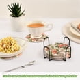 thumbnail image 6 of 6 Pcs Drink Coasters with Holder 3.94in Woven Coasters for Drinks Peach Fruit Pattern Coaster Set for Protection Table, 6 of 7