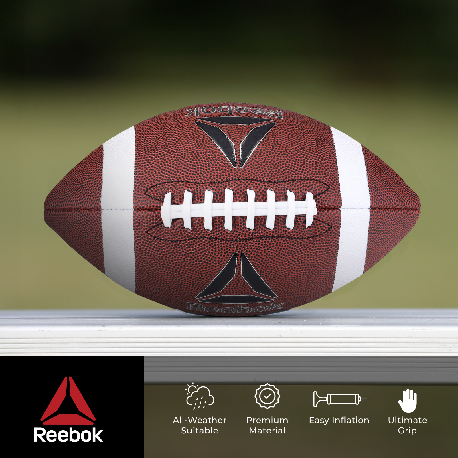 Reebok Official Size Football with Inflatable Pump, Durable