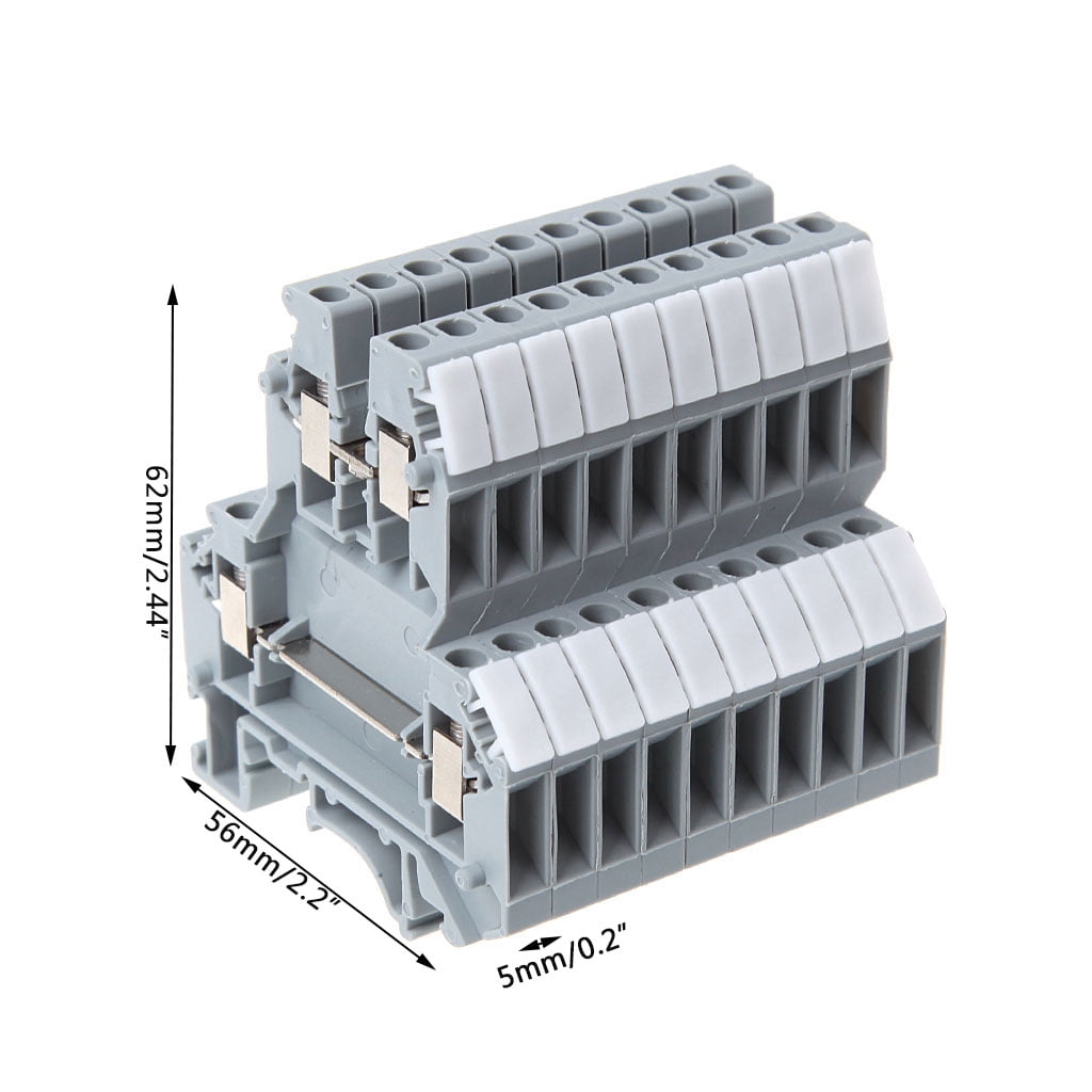 50 Pcs UKK3 DIN Rail Double Level Dual Row Terminal Block 500V 25A 28-12AWG Gray