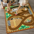 thumbnail image 3 of Melissa & Doug Round the Construction Zone Work Site Rug With 3 Wooden Trucks (39 x 36 inches), 3 of 10