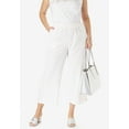 thumbnail image 4 of Jessica London Women's Plus Size Wide Leg Linen Crop Pants Elastic Waist, 4 of 5