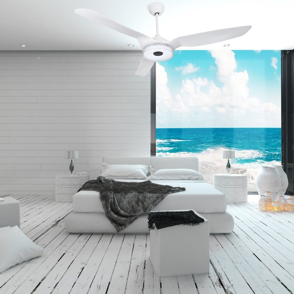 Icebreaker 56" 3 Blades White LED Indoor Wifi Ceiling Fan with Remote for Smart Home