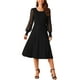 thumbnail image 1 of Vestido de manga larga de malla con volantes para mujer INSPIRE CHIC, cuello redondo, plisado, tejido de punto midi, vestidos de suéter casuales, 1 of 5