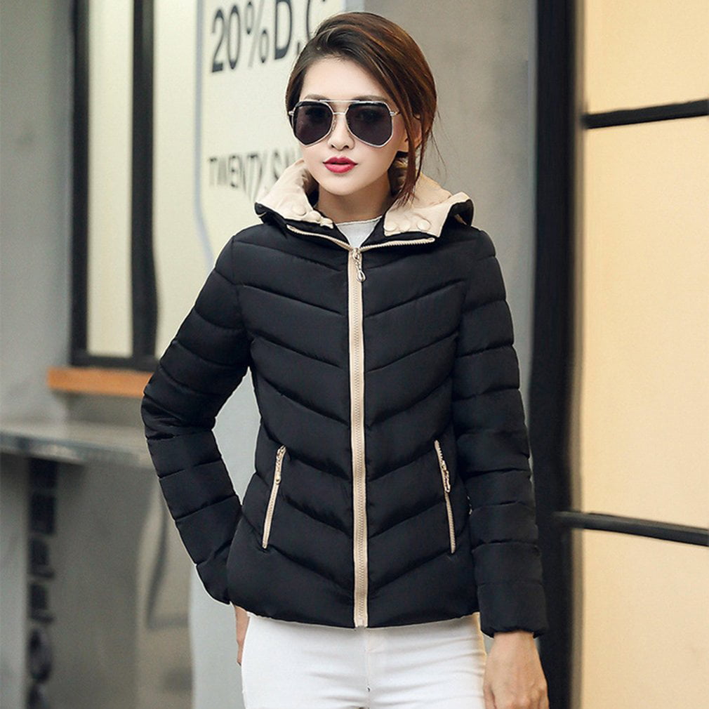Women Lady Down Jacket Coat Ultra-thin Slim Fit Cotton Outwear Winter Casual 