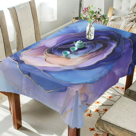 

WOBOGO Purple Petal Ripple Square Tablecloth 60×120in Polyester Fabric Tablecloth Washable Dust Resistant Wrinkle Resistant